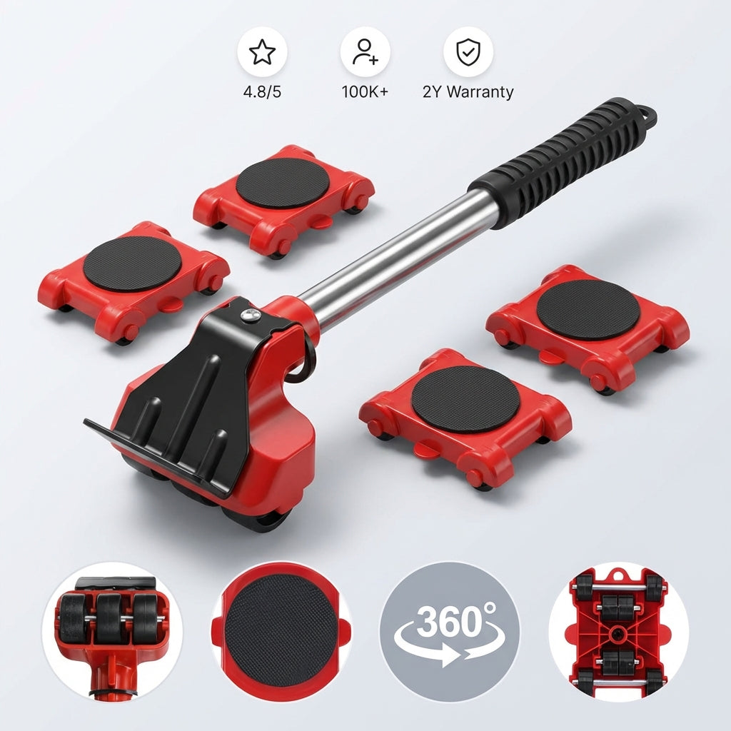 Kit de ridicare și mutare a mobilei de înaltă rezistență din 4 piese - Ridică până la 150 kg fără efort